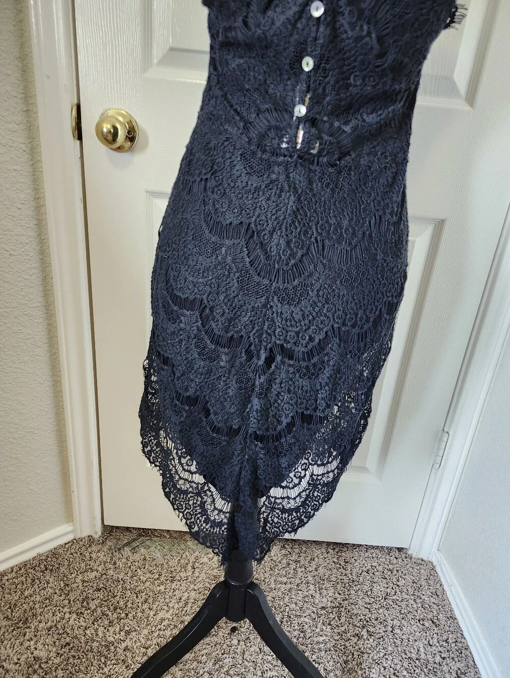 Free People Black Lace Midi Dress M